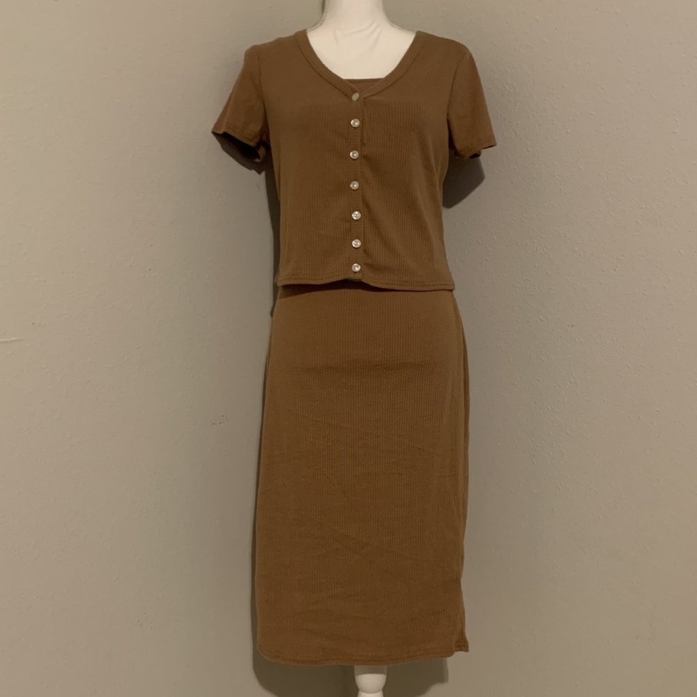 Lark + Grey 3 Piece Set (Skirt, Crop top & Button up)